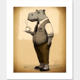 Funny Hipster Hippo Posters and Art